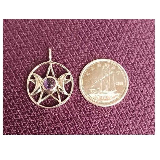 Triple Goddess Pendant Amethyst Sterling Silver 3/4&quot;