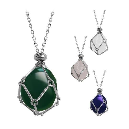 Small Stainless Steel Crystal Holder Necklace Small with Crystal