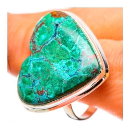 Chrysocolla Sterling Silver Ring Size 12.75