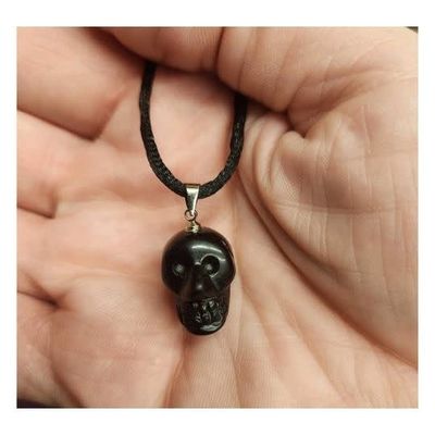 Black Obsidian Skull Necklace 3/4"