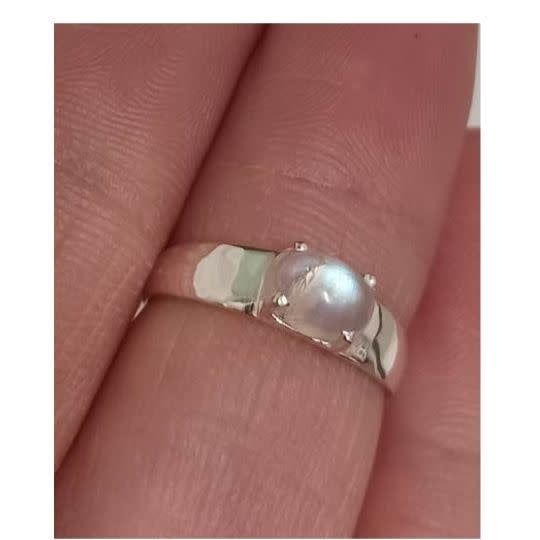 Rainbow Moonstone Ring E - Size 6 Sterling Silver