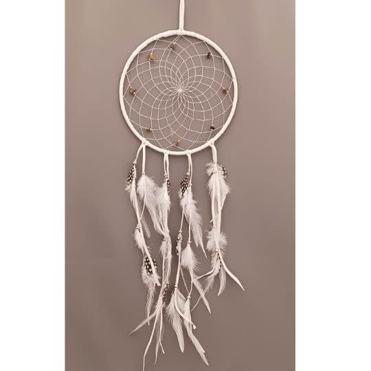 Dream Catcher w/ Semi Precious Stones White 6&quot;