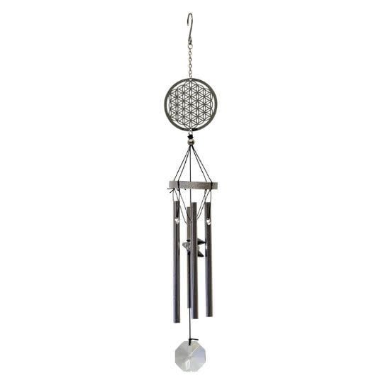 Metal Windchime with Crystal- Flower of Life 10&quot;