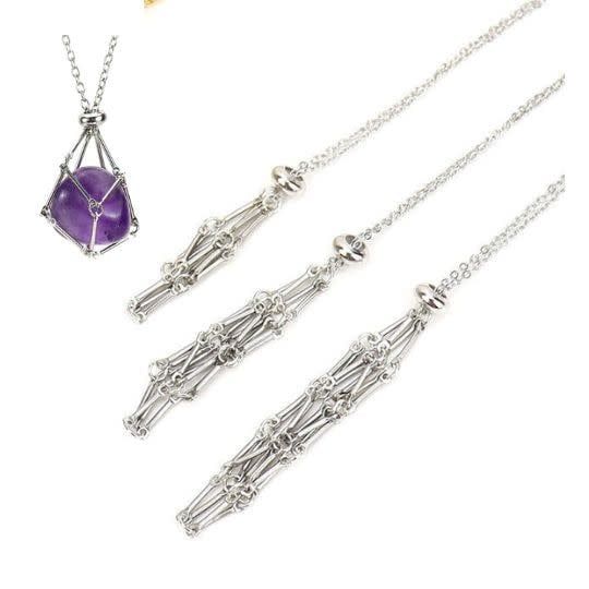 Stainless Steel Crystal Holder Large Necklace 19&quot;  Cage