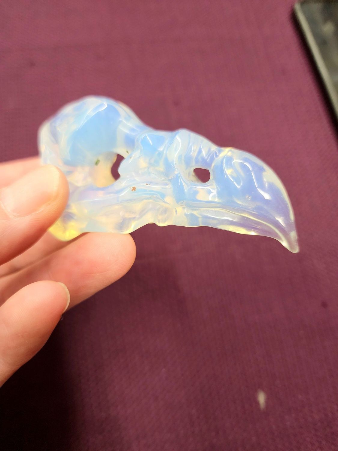 Raven / Crow Skull Opalite