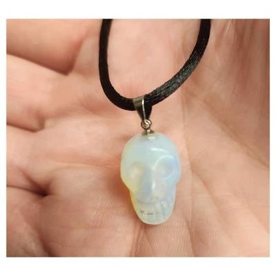 Opalite Skull Necklace 3/4"