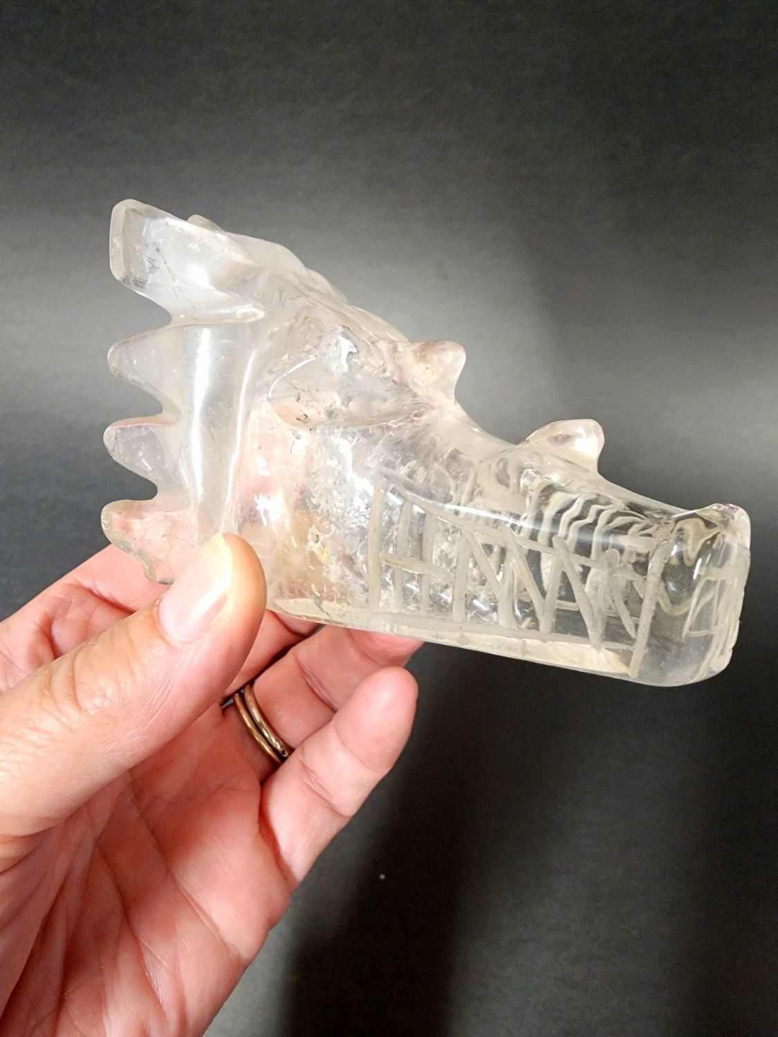 Lemurian Quartz Dragon Skull 3.75&quot;