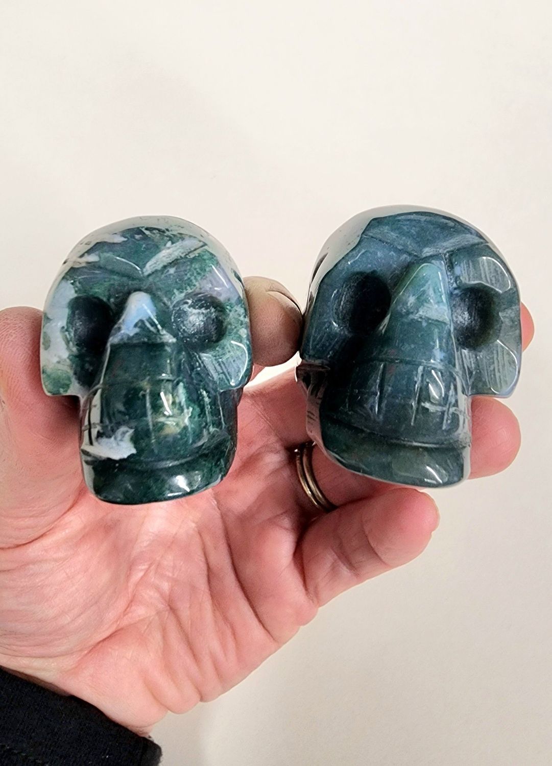 Moss Agate Crystal Skulls 2&quot;