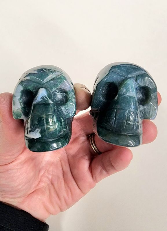Moss Agate Crystal Skulls 2&quot;