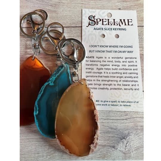 Agate Slice Keychains - Spell Me