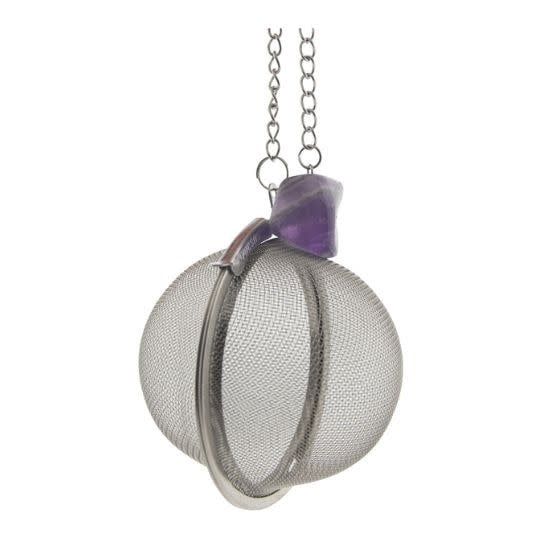 Tea Infuser Ball with Amethyst - Stainless Steel