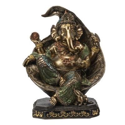 Seated Ganesha Statue - 8" x 6.5" x 4"