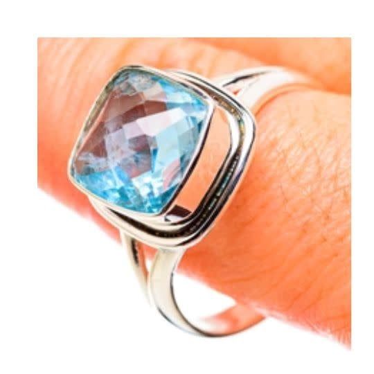 Blue Topaz Sterling Silver Ring Size 12