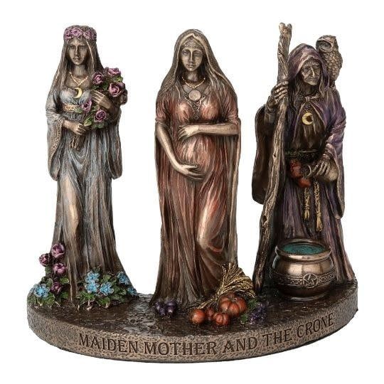Triple Goddess Maiden Mother Crone Statue  4.5 x 4.5&quot;