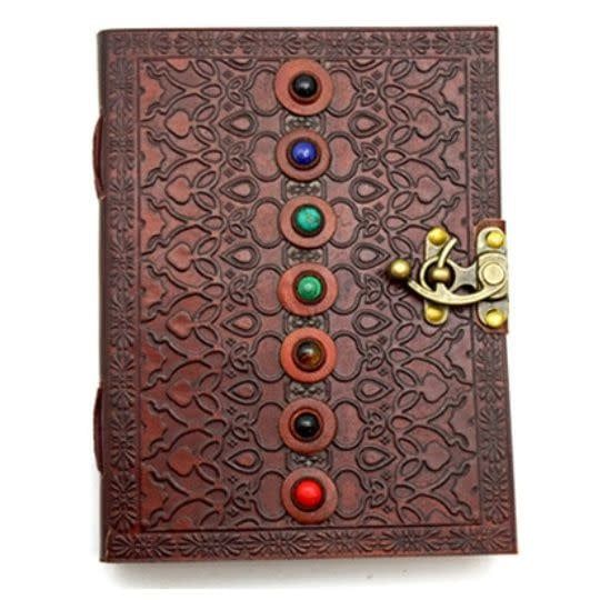 Leather Journal with Chakra Stones 6&quot;x 8&quot;