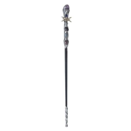 Magick Wand with Amethyst and Triple Moon 12.5&quot;