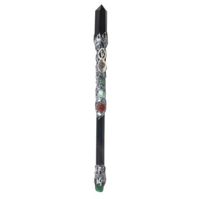 Magick Wand with Black Obsidian Point and Spiral Goddess 10&quot;