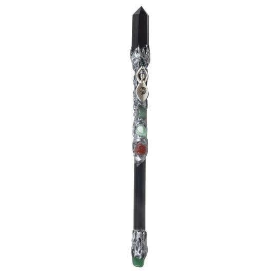 Magick Wand with Black Obsidian Point and Spiral Goddess 10&quot;