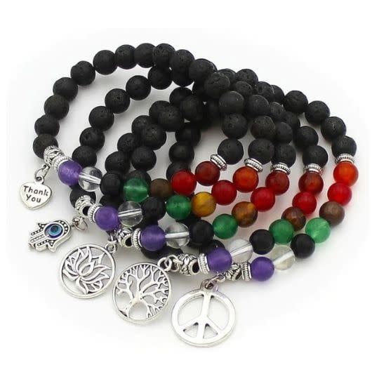 Lavastone Bracelets 7 Chakras with Assorted Charm