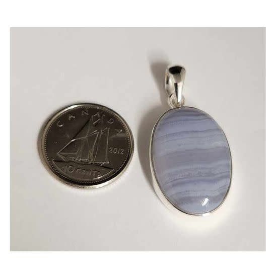 Blue Lace Agate Pendant A Sterling Silver
