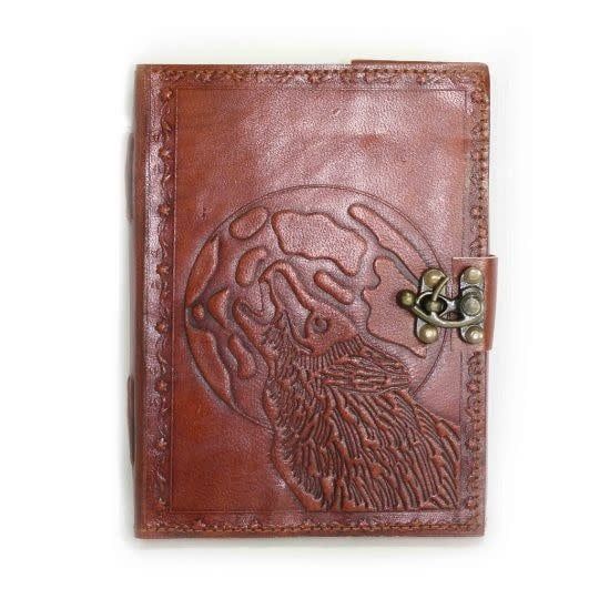 Wolf with Moon 5 x 7 Leather Journal