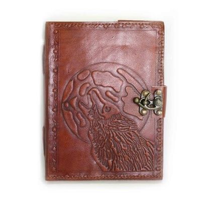 Wolf with Moon 5 x 7 Leather Journal
