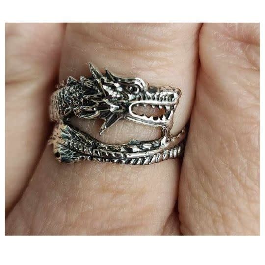 Dragon Wrap Around Sterling Silver Ring Size 10