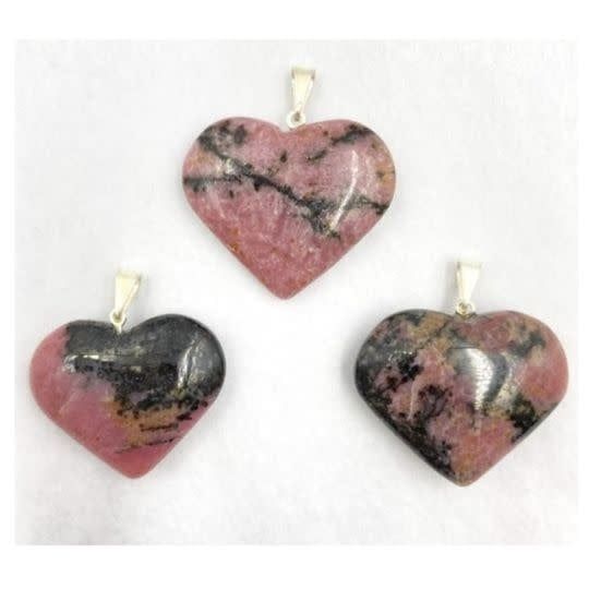 Rhodonite Heart Pendant 3/4&quot;