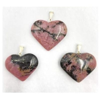 Rhodonite Heart Pendant 3/4&quot;