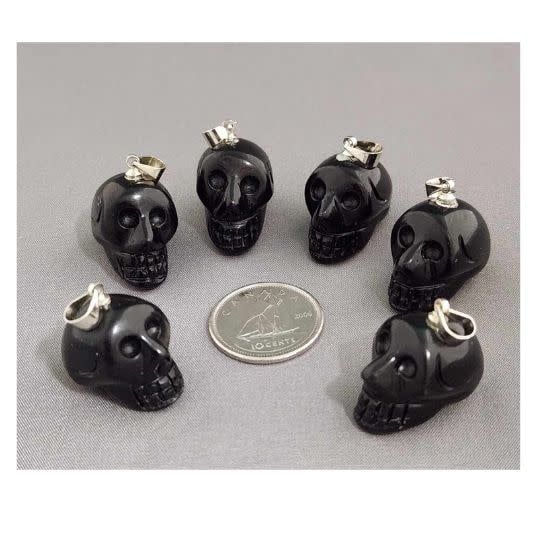Black Obsidian Skull Pendant 3/4&quot;
