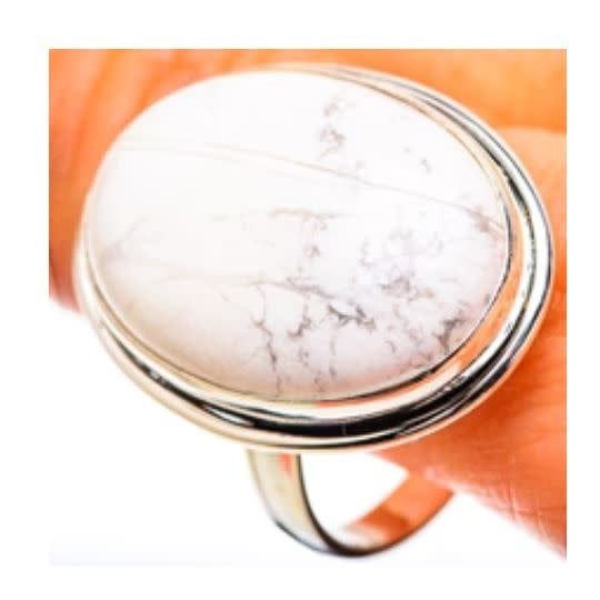 Howlite Sterling Silver Ring Size 13.5