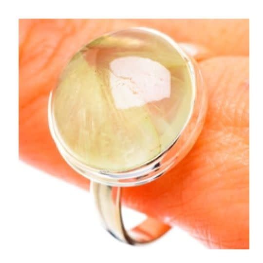 Prehnite Sterling Silver Ring Size 11.5