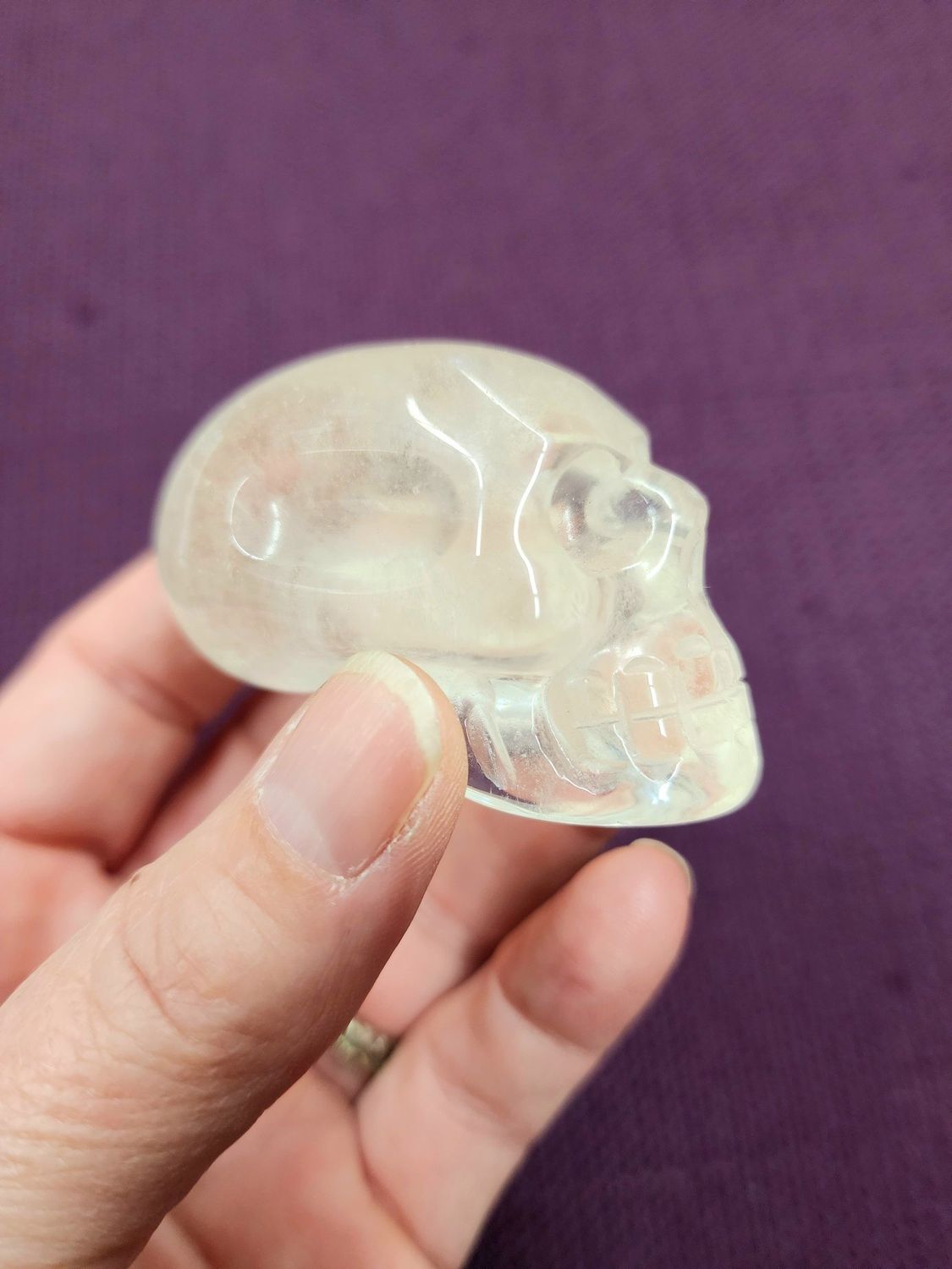Clear Quartz Elongated Alien Skull 2.5&quot;