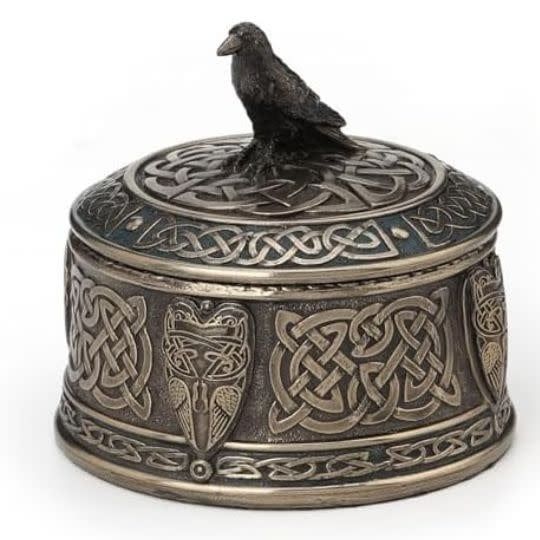Celtic Trinket Box with Raven Lid