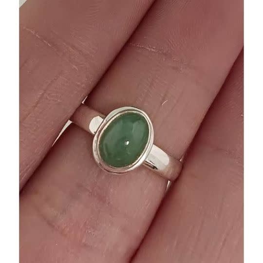 Emerald Ring - Size 8 Sterling Silver