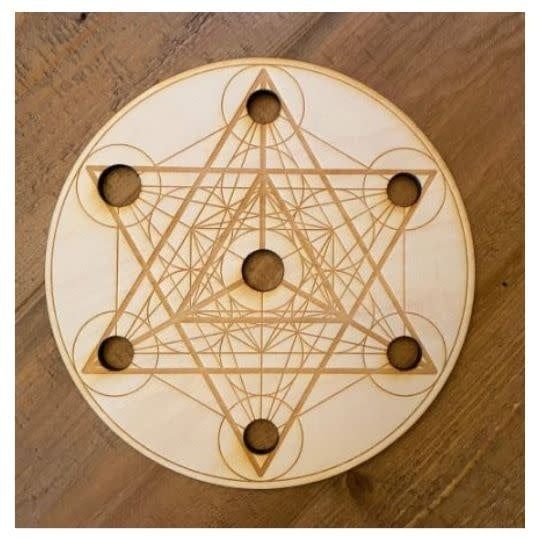 Wood Crystal Grid - Merkaba Metatron&#39;s Cube 8&quot;