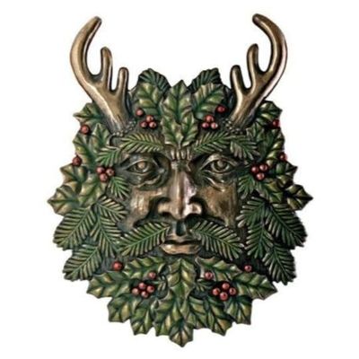 Greenman Winter Plaque  Wall Hanger 7&quot; x 5.5&quot;