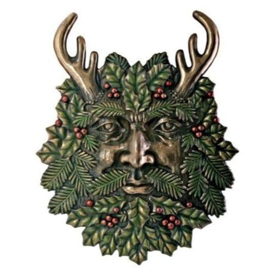 Greenman Winter Plaque  Wall Hanger 7&quot; x 5.5&quot;