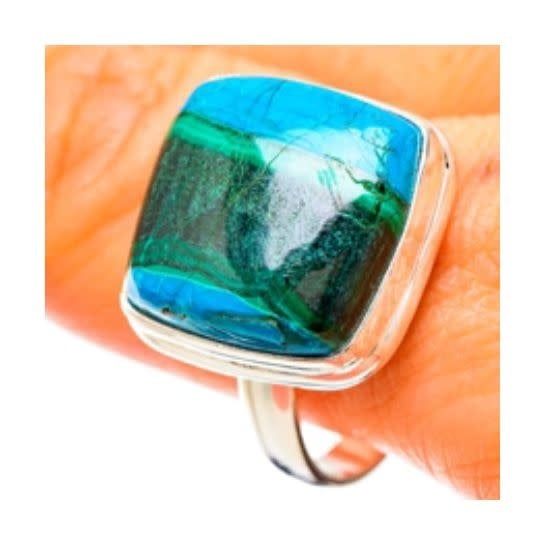 Malachite in Chrysocolla Sterling Silver Ring 11