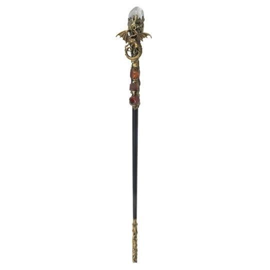 Magick Wand with Clear Quartz and Golden Dragon 12.5&quot;