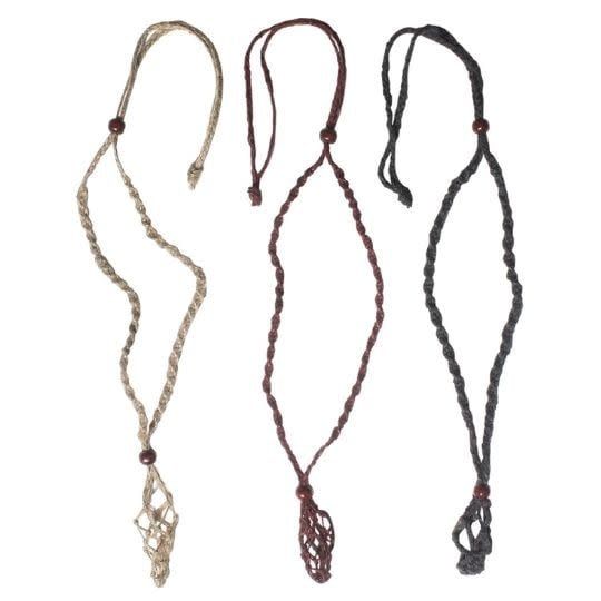 Hemp Crystal Holder Necklace - Assorted