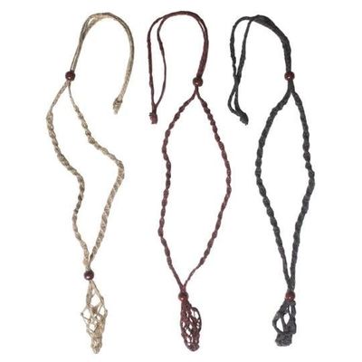 Hemp Crystal Holder Necklace - Assorted