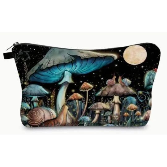 Blue Mushroom Zipper Pouch