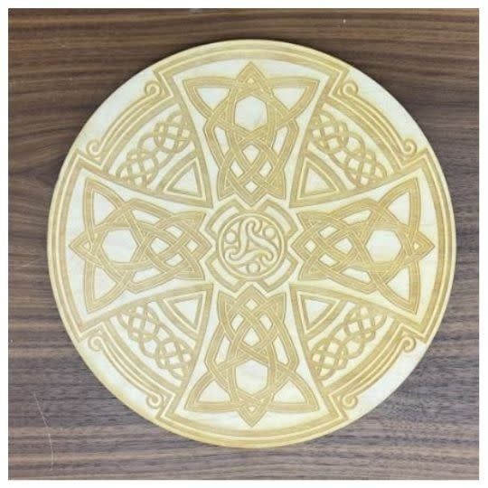 Wooden Celtic Cross Crystal Grid 6&quot;