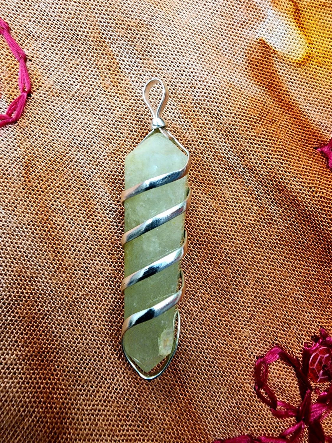 Aquamarine Spiral Wrapped Pendant
