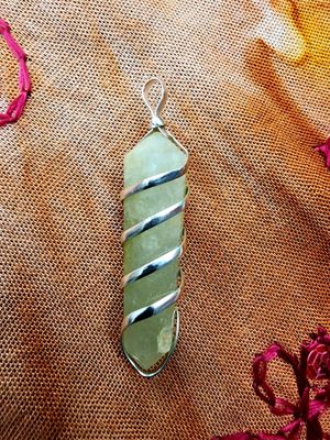 Aquamarine Spiral Wrapped Pendant
