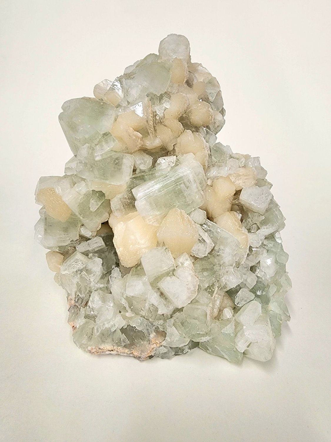 Green Apophyllite with Stilbite Cluster
