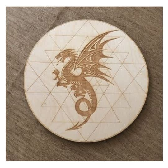 Wooden Dragon Yantra Crystal Grid 6&quot;