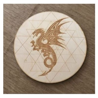 Wooden Dragon Yantra Crystal Grid 6&quot;