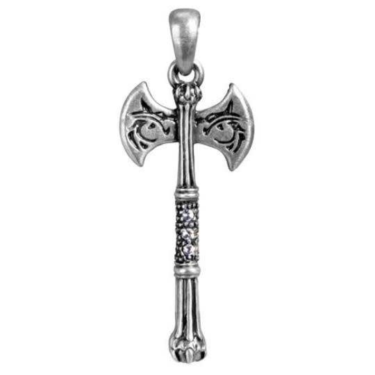Wolf Axe Pendant with cord - Pewter 0.75&quot; x 1.75&quot;